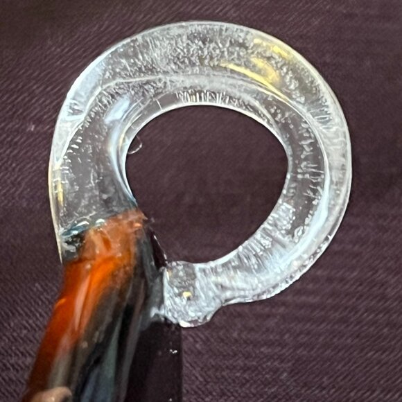 3D Graphic Blue Red & Green Dichroic Glass Pendant • Sterling Italian Chain - Picture 4 of 12